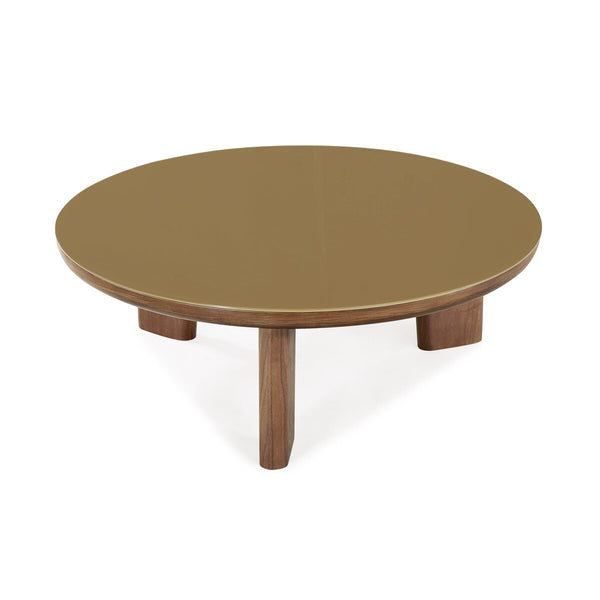 Oani Walnut and Glass Round Coffee Table Model: TOV-OC69238