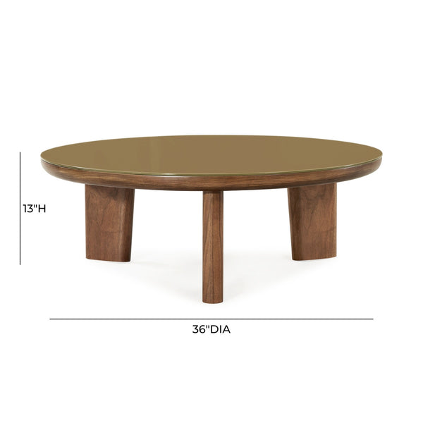Oani Walnut and Glass Round Coffee Table Model: TOV-OC69238