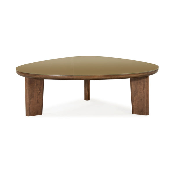 Oani Walnut and Glass Triangular Coffee Table Model: TOV-OC69239