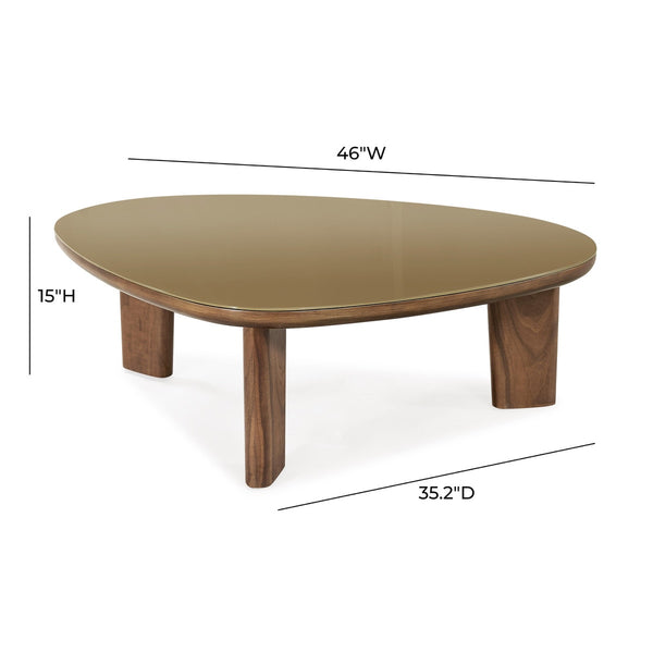 Oani Walnut and Glass Triangular Coffee Table Model: TOV-OC69239