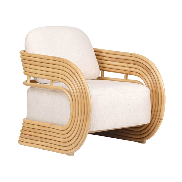 Lauretta Cream Fabric and Natural Rattan Accent Chair Model: TOV-S21028