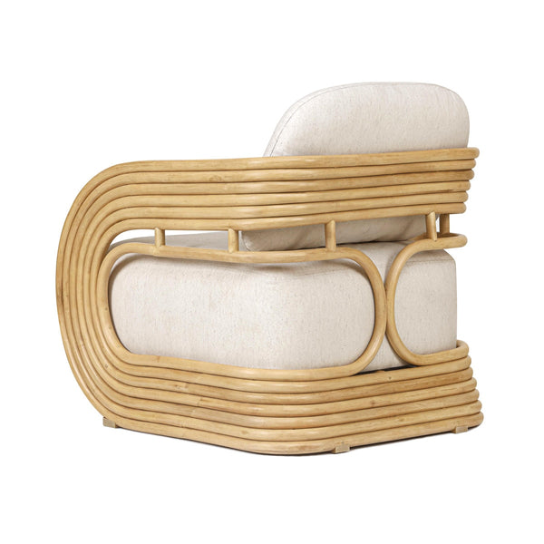 Lauretta Cream Fabric and Natural Rattan Accent Chair Model: TOV-S21028
