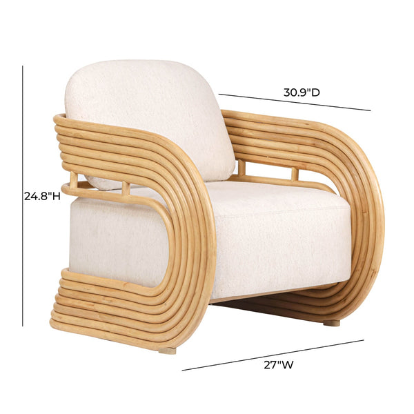 Lauretta Cream Fabric and Natural Rattan Accent Chair Model: TOV-S21028