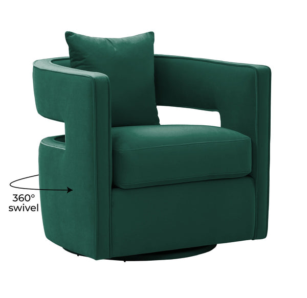 Kennedy Forest Green Velvet Swivel Chair Model: TOV-S44126