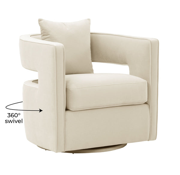 Kennedy Cream Velvet Swivel Chair Model: TOV-S44127