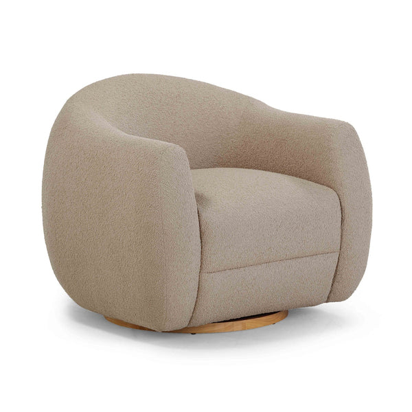 Judy Light Brown Boucle Swivel Chair Model: TOV-S54361