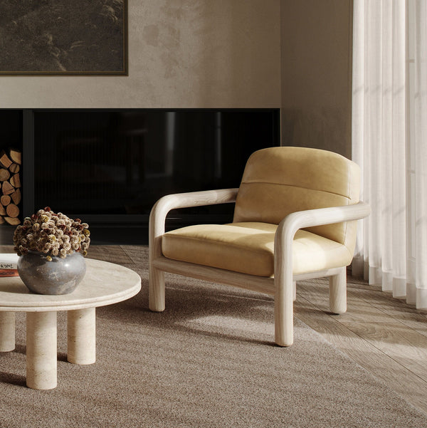 Bekah Tan Genuine Leather Accent Chair Model: TOV-S54392