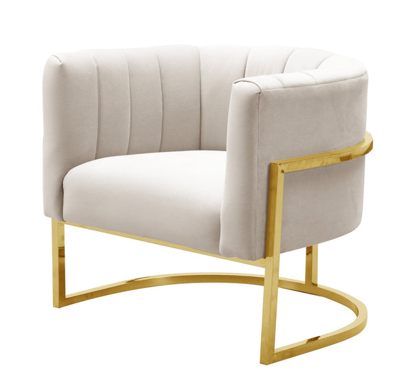 Magnolia Spotted Cream Chair with Gold Base Model: TOV-S6150