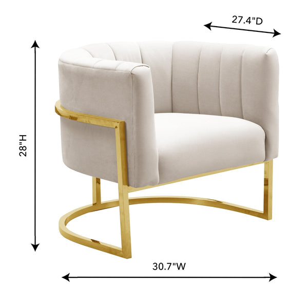 Magnolia Spotted Cream Chair with Gold Base Model: TOV-S6150
