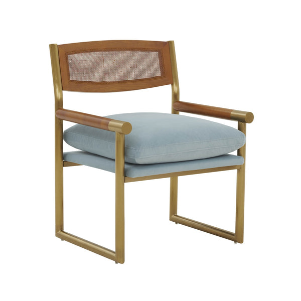 Harlow Rattan Dusty Blue Velvet Chair Model: TOV-S68448