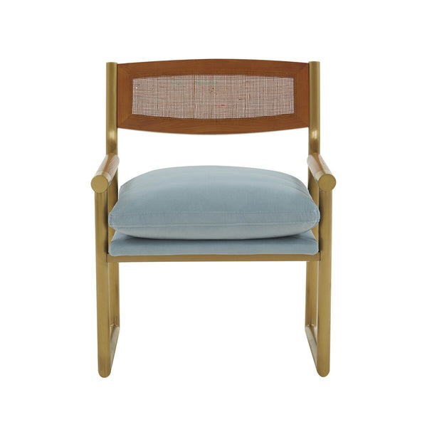 Harlow Rattan Dusty Blue Velvet Chair Model: TOV-S68448