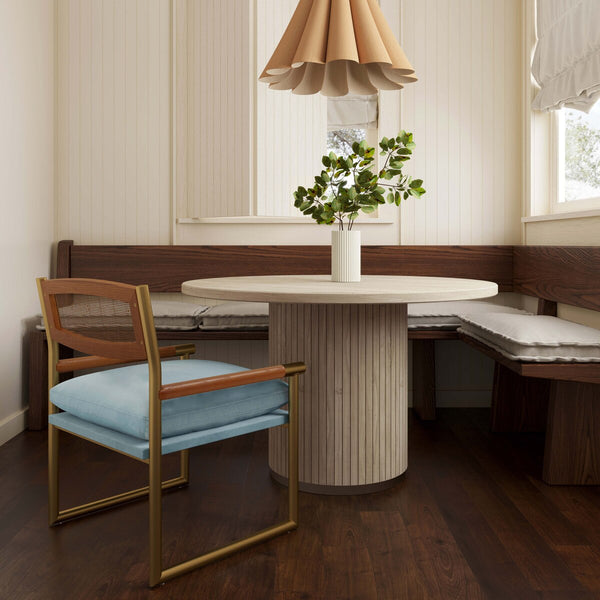 Harlow Rattan Dusty Blue Velvet Chair Model: TOV-S68448