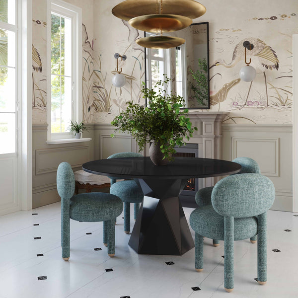 Manu Teal Nubby Performance Fabric Side Chair Model: TOV-S69032