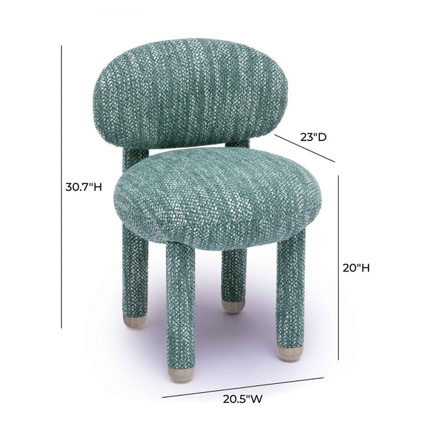 Manu Teal Nubby Performance Fabric Side Chair Model: TOV-S69032
