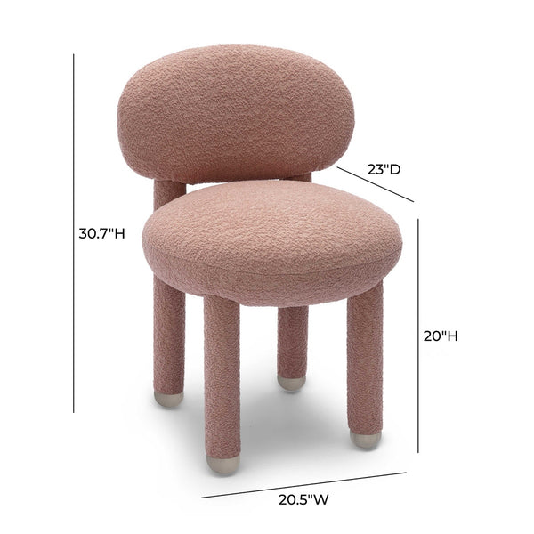 Manu Rose Pink Performance Boucle Side Chair Model: TOV-S69035