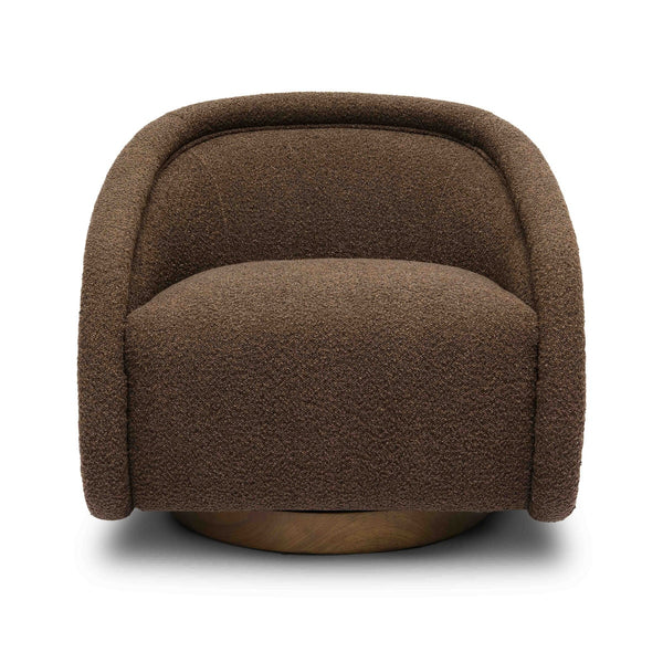 Rory Chocolate Brown Boucle Swivel Chair Model: TOV-S69069