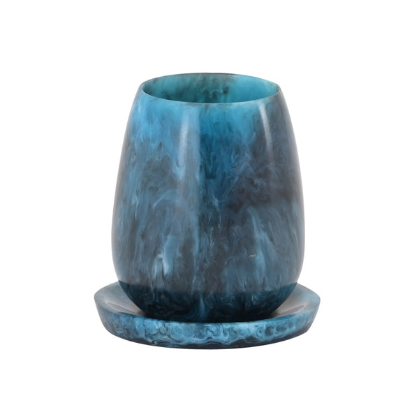 Rounded Blue Swirl Resin Kiddush Cup Model: TOV-T18615