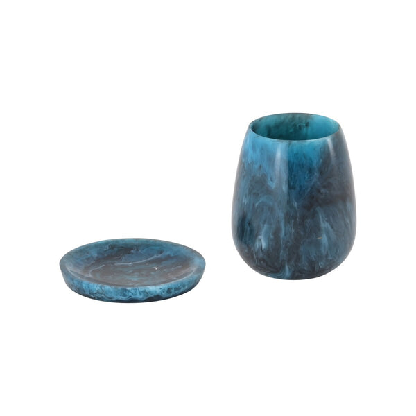 Rounded Blue Swirl Resin Kiddush Cup Model: TOV-T18615
