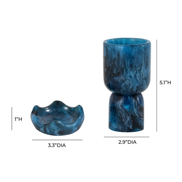 Platform Blue Swirl Resin Kiddush Cup Model: TOV-T18618