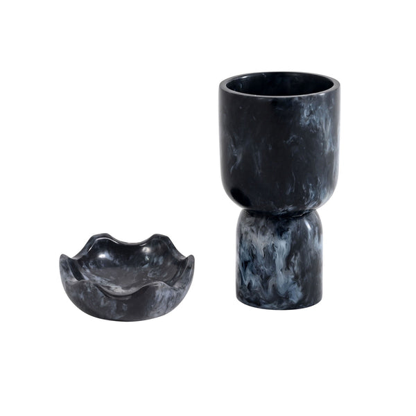 Platform Black Swirl Resin Kiddush Cup Model: TOV-T18619