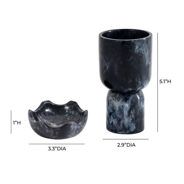 Platform Black Swirl Resin Kiddush Cup Model: TOV-T18619