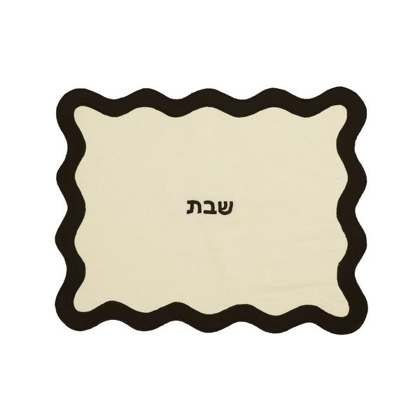 TOV Cream & Black Wavy Challah Cover Model: TOV-T18651