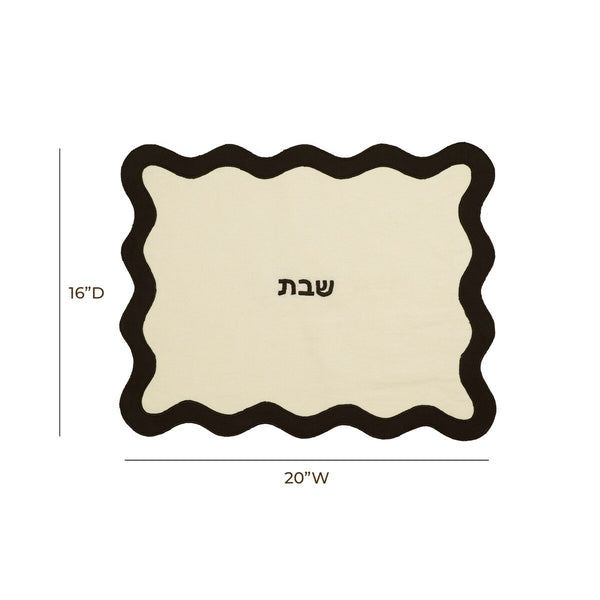 TOV Cream & Black Wavy Challah Cover Model: TOV-T18651