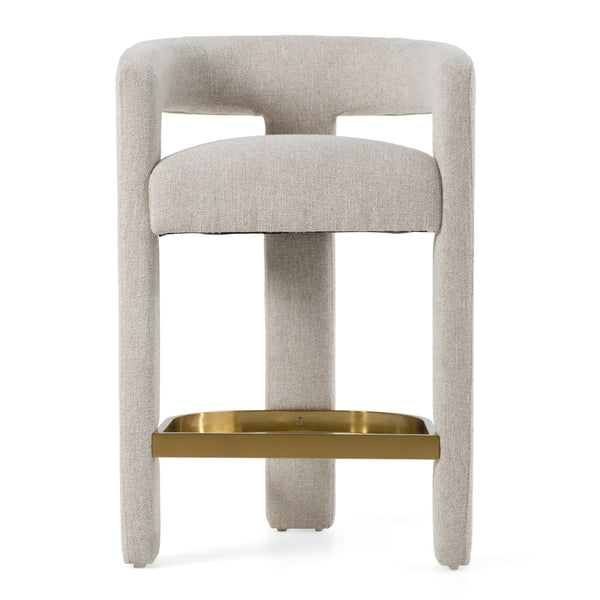 Modrest Adam Modern Beige Fabric & Brass Counter Chair Model VGMY-3713-26-BGE