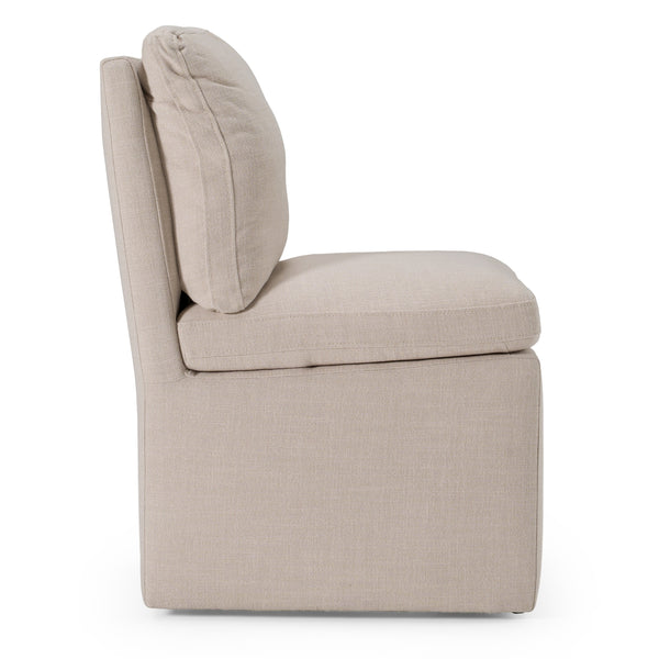 Modrest Adrian Modern Beige Fabric Dining Chair With Castor Wheels Model VGKK-KF-Y1066-BGE