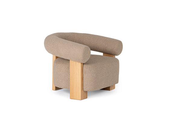 Modrest Alamo Modern Beige Faux Sheepskin & Oak Accent Chair Model VGMY-1385-TOAST