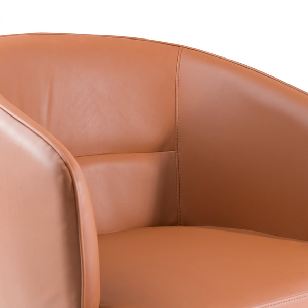 Modrest Aragon Modern Brown Vegan Leather & Brass Dining Chair Model VGGA-6206CH-1-BRN