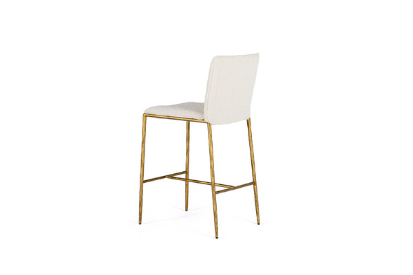 Modrest Atlanta Modern Off White Fabric & Brass Counter Chair Model VGMY-3739-26-WHT