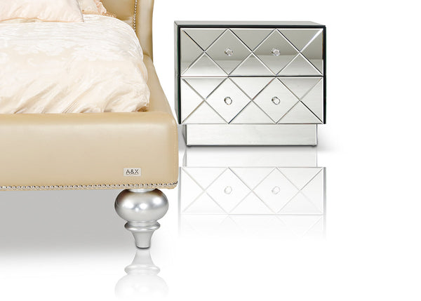 Monica Modern Champagne Leather Bed Model VGUNAW227-180