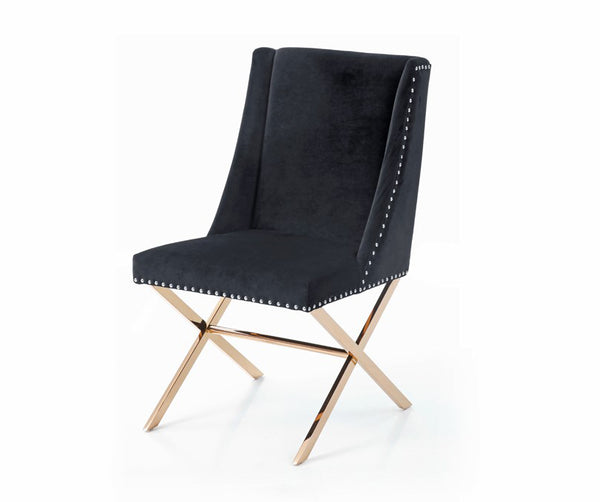 Modrest Alexia Modern Black & Rosegold Dining Chair Model VGVCB8356-BLK