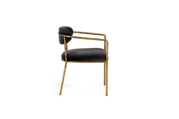 Modrest Baird Modern Grey Velvet & Brass Dining Chair Model VGMY-2847-GRY