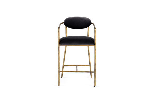 Modrest Baird Modern Grey Velvet & Brass Counter Chair Model VGMY-2847-26-GRY