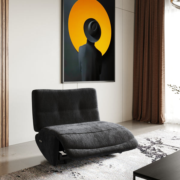 Divani Casa Basil Modern Dark Grey Fabric Small Electric Recliner Chair Model VGSX-22056-RCLNR-SML-EMBONY