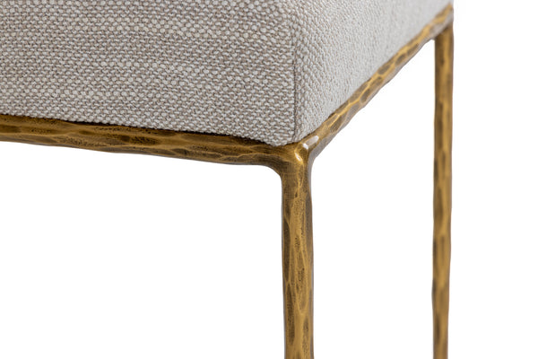 Modrest Beasley Modern Off White Linen & Brass Dining Chair Model VGMY-3756-WHT