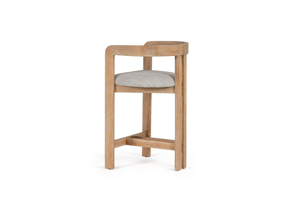 Modrest Belton Modern Off White Fabric & White Wash Oak Counter Chair Model VGMY-3719-26-OFFWHT