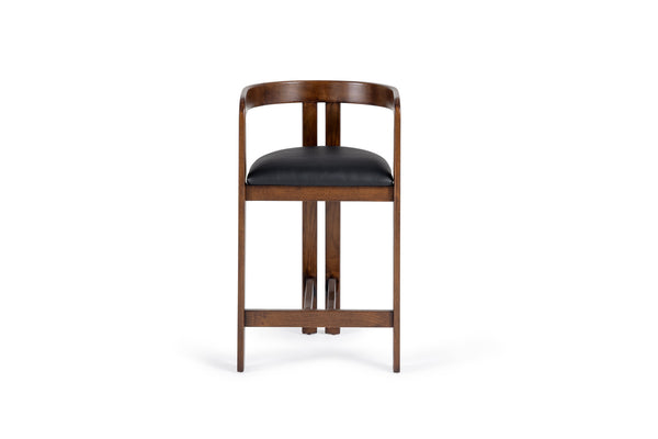 Modrest Belton Modern Black Vegan Leather & Brown Oak Counter Chair Model VGMY-3719-26-BLK