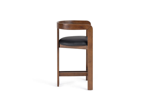 Modrest Belton Modern Black Vegan Leather & Brown Oak Counter Chair Model VGMY-3719-26-BLK