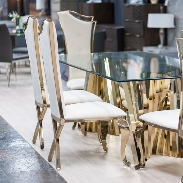 Modrest Bonnie Modern Beige Velvet & Champagne Gold Dining Chair (Set Of 2) Model VGZA-Y906-BGE-GLD