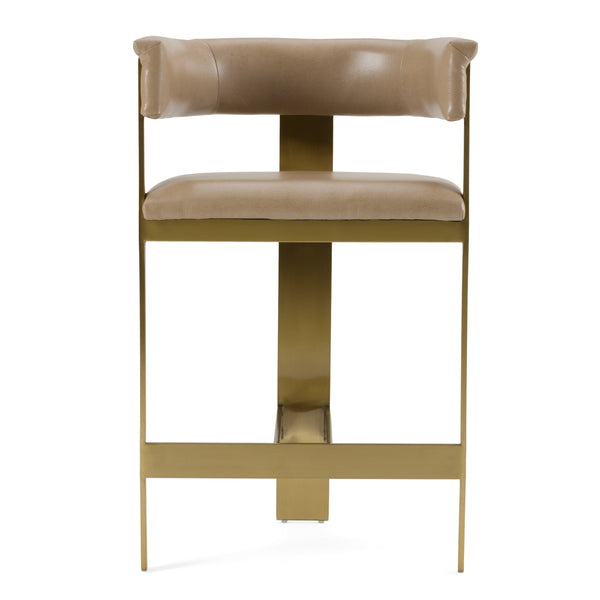 Modrest Boswell Modern Brown Faux Leather & Gold Counter Chair Model VGRH-RHS-CS-158-BRNGLD