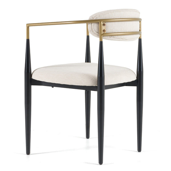 Modrest Buchtel Mid Century Modern Light Grey & Gold Arm & Black Dining Chair Model VGDWJ1312-GRY