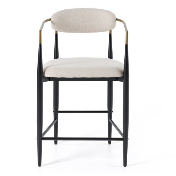 Modrest Buchtel Mid Century Modern Light Grey & Gold Arm & Black Counter Chair Model VGDWJ1313-GRY