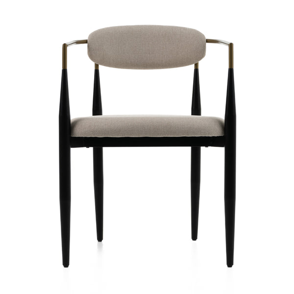 Modrest Buchtel Mid Century Modern Beige & Gold Arm & Black Dining Chair Model VGDW-J1312-BGE