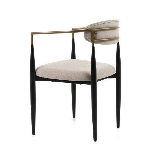 Modrest Buchtel Mid Century Modern Beige & Gold Arm & Black Dining Chair Model VGDW-J1312-BGE