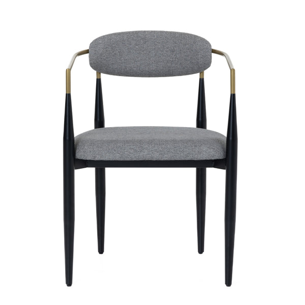 Modrest Buchtel Mid Century Modern Medium Grey & Gold Arm & Black Dining Chair Model VGDW-J1312-MEDGRY