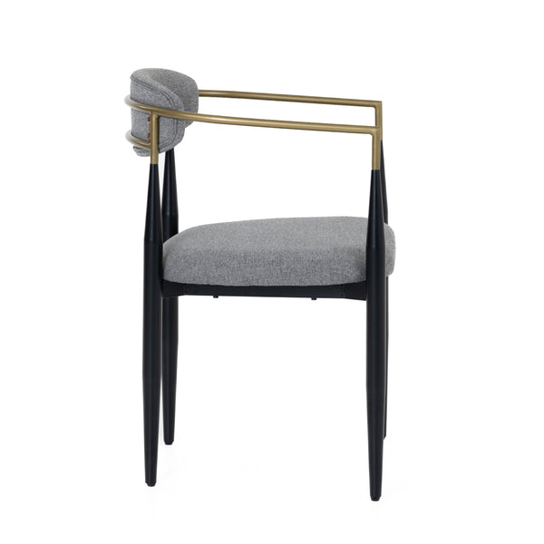 Modrest Buchtel Mid Century Modern Medium Grey & Gold Arm & Black Dining Chair Model VGDW-J1312-MEDGRY