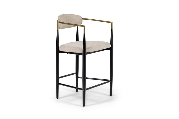 Modrest Buchtel Mid Century Modern Beige & Gold Arm & Black Counter Chair Model VGDW-J1313-BGE